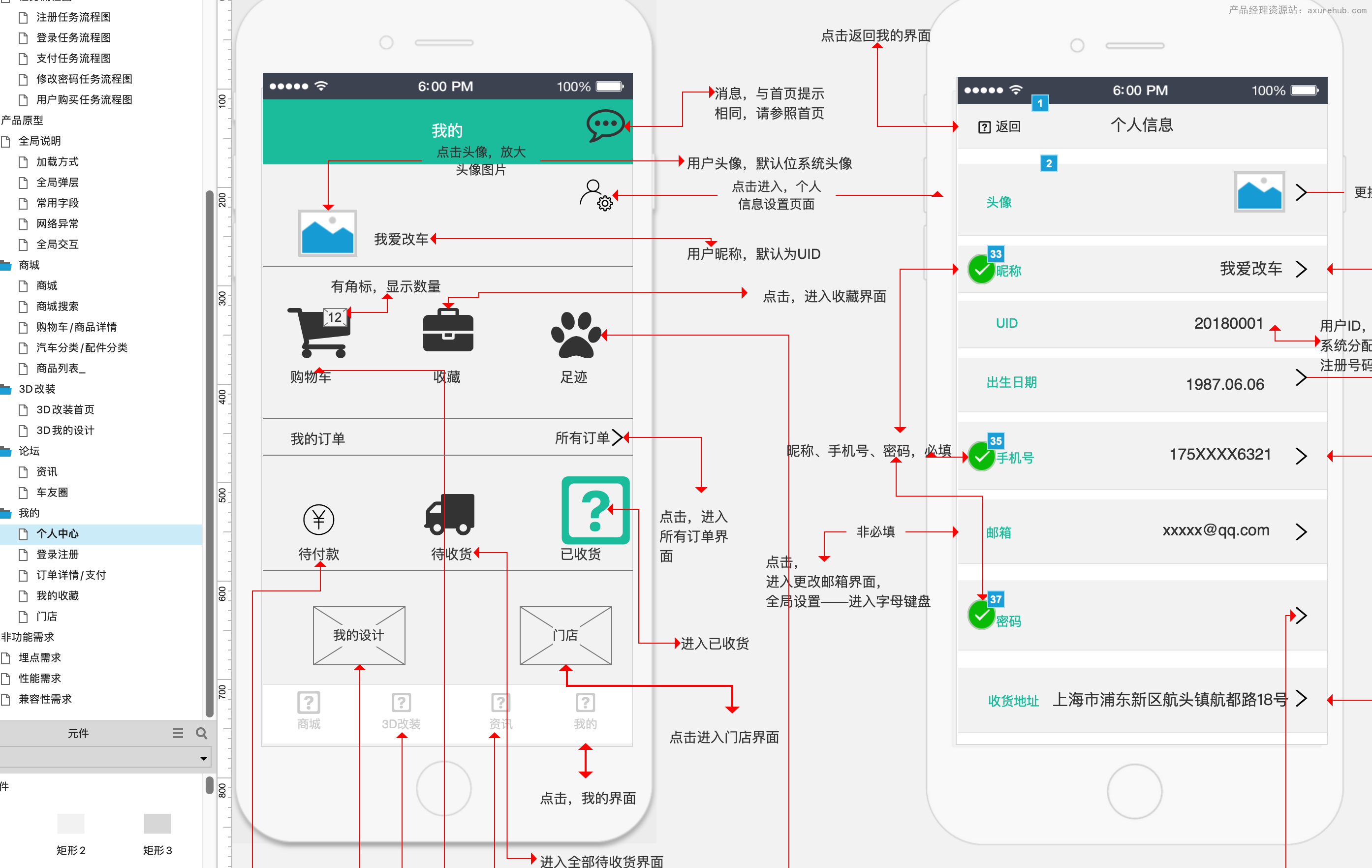 【汽车DIY定制改装App】PRD需求文档axure模板插图3